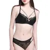 Conjunto de lencería sexy europeo y americano fino con encaje bordado, sujetador de estilo francés con aros suaves para bustos grandes para que parezcan más pequeños y prevenir la flacidez