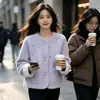 Elegante cárdigan de estilo francés con pesados adornos de rombos, suave y acogedor, para mujer, otoño e invierno, tejido grueso, moderno y rejuvenecedor