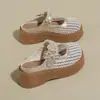Zapatillas de Verano Perforadas de Perlas de Moda Nuevas Transpirables Versátiles de Suela Gruesa que Aumentan la Altura Cerradas sin Cordones