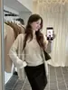 Y.JIA Conjunto de cárdigan de punto holgado estilo coreano de otoño + chaleco de punto con ribete de encaje 589