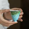 Taza de Té de Cerámica Estilo Pintura al Óleo Pintada en Azul y Blanco Sauce y Golondrina Susurrando Juego de Té Kung Fu Taza de Té para el Hogar Taza de Aroma