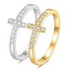 Anillo de Acero Inoxidable con Incrustaciones de Diamantes, Moda Tendencia, Cruz Dorada Lele Jewelry para Hombres y Mujeres, Adecuado como Anillo de Pareja