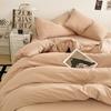 Sábana de algodón lavado Ins Fengshui de cuatro piezas de color sólido, funda de edredón, textiles para el hogar Nantong, ropa de cama, funda de edredón de tres piezas, venta al por mayor