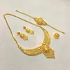 Nuevo Conjunto de Joyería de Lujo Dorado de Moda Elegante para Banquete para Novia de Oriente Medio Dubái Juego de Cuatro Piezas Venta al por Mayor Chapado en Oro