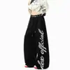 Calça casual estampada de cintura dupla da moda estilo chinês para homens e mulheres, calça de perna larga color-block estilo rua outono, calça de moletom para dança de jazz