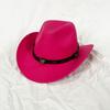 Sombrero Cowboy Occidental de Lana para Hombre y Mujer Europeo y Americano Hebilla de Cuero con Ala Grande Enrollada Sombrero de Copa Sombrero de Fieltro Sombrero de Jazz