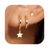 Europa e Estados Unidos cross-border hot-selling real ouro latão chapeamento moda simples suave cinco pontas estrela brincos de senhoras de alta qualidade terno