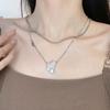 Collar original de piedra lunar de lava irregular para mujer, cadena de clavícula superpuesta de doble capa de alto nivel, diseño de nicho, cadena de marea
