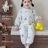 Pijama de Algodón de Bambú de Tejido de Gasa de Cuatro Capas para Niños, Ropa de Casa para Niños y Niñas Mayores, Ropa de Aire Acondicionado para Bebés para Primavera y Otoño