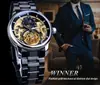 Ganador Moda Casual para Hombre Europea y Americana Luna Hueca Impermeable Tallado Hueco Reloj Mecánico Automático
