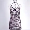 Vestido Sexy de Tirantes Finos para Mujer Europea y Americana Espalda Descubierta de Encaje Transparente Lencería Erótica para Mujer Falda Bodycon 8169