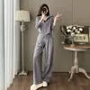 Conjunto casual de moda estilo coreano para otoño, con cuello alto, suéter de punto con doble cremallera y pantalón casual, conjunto de dos piezas