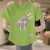 Chegada nova de verão, camiseta de manga curta para mulheres, nicho versátil retrô gola redonda retalhos novo estilo chinês, esconde a barriga, peça de sobreposição da moda ins top