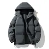 Casaco de algodão grosso de inverno para homens, jaqueta de algodão de corte solto, casaco moderno com gola alta, jaqueta puffer para casais, blusa versátil de cor sólida, casaco de algodão