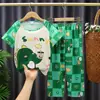 Pijama Infantil, Calça Longa para Meninas, Roupas de Verão de Manga Curta, Conjunto de Roupas Caseiras Fofas de Princesa para Crianças de Meia-Idade e Mais Velhas, Adequado para Usar Fora