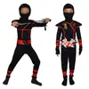 Fantasia Ninja Japonesa Infantil para Crianças Cosplay com Faca Traje de Assassino Roupas de Samurai Mascarado Noturno