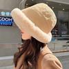 Chapéu de Pescador de Pelúcia para Mulheres, Outono e Inverno, Estilo Retrô Simples, Faz o Rosto Parecer Menor, Chapéu Balde, Estilo Japonês da Moda, Forrado com Lã, Chapéu Quente