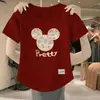 Comércio Exterior Transfronteiriço Liberação Estoque Grande Marca Etiqueta Cortada Camiseta Feminina Manga Curta Tamanho Grande Top Solto Roupa de Mãe Cobertura da Barriga