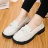 Mocassins Femininos com Solas Grossas, Novo Outono 2025 Estilo Britânico Sapatos Pequenos de Couro, Sapatos Baixos de Solado Plano, Sapatos Femininos de Tamanho Grande, Confortáveis com Salto Baixo