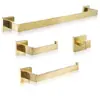 Conjunto de 5 Peças de Ferragens para Banheiro Moderno Minimalista de Aço Inoxidável 304 Preto Fosco, Conjunto de Acessórios para Banheiro com Instalação por Furo