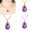 Colgante de Zirconia Amatista Coreana Chapado en Oro Blanco Rosa de 18K Incrustado con Gema de Color Morado Tesoro Colgante Corte Exquisito