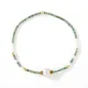 Pulseira Boêmia de Contas de Arroz Camufladas com uma Única Pérola Branca e Contas de Cobre, Joia de Pulseira Elástica Versátil