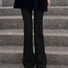 Pantalones vaqueros negros micro acampanados de talla grande para mujer, novedad de otoño e invierno de 2024, elásticos, de cintura alta, holgados, adelgazantes, con diseño de herradura.