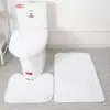 Set de Baño de Tres Piezas de Lana de Seda Felpudo Antideslizante para Baño Alfombra Aislante de Pelo Largo Combinación de Felpudos Transfronterizo