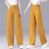 Pantalones de Lino de Corte Estrecho Estilo Nuevo con Cintura Elástica Elegante, Ligeros, Adelgazantes, con Caída, Transpirables, Casuales para Mujer