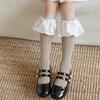 25194 Calcetines de Felpa para Niña Primavera y Otoño Color Sólido Encaje Grande Estilo Lolita Ballet Calcetines Coreanos de Otoño para Niña