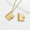 Collar de Acero Inoxidable Chapado en Oro Real de 18 Quilates con Forma de Sobre de Libro, Colgante que se Abre para Pareja, Colgante Personalizable para Grabado DIY