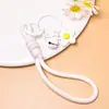 Lanyard para Teléfono de Flor de Goma Macaron, Llavero de Flor Pequeña con Cascabel, Colgante para Bolso Tejido, Accesorios Pequeños Hechos a Mano para DIY