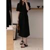Estilo de Viaje Primavera/Verano 2026 Traje Profesional Vestido Cuello de Traje Coreano Manga Abullonada Un Botón Vestido de Longitud Media