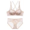 3667 Conjunto de Sujetador Push-Up Inalámbrico de Pecho Pequeño Engrosado Lencería Sexy de Satén Estilo Francés Copa Gruesa con Almohadillas