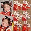 Horquilla de Borla Roja de Danza del León de Año Nuevo para Niñas y Niños, Accesorio Hanfu de Estilo Chino Tradicional, Adorno para el Cabello de Año Nuevo Estilo Chino