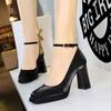 9982-K105 Estilo Europeo y Americano Banquete Tacones Altos Zapatos de Boda Tacón Grueso Tacón Super Alto Plataforma Impermeable Satén Zapatos Individuales