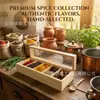 Caja de Especias Compartimentada de Madera con Tapa, Caja de Almacenamiento para Cocina, Caja de Condimentos de Madera de Pino, Caja de Madera de Almacenamiento Multicompartimento
