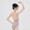 Ropa de ballet personalizada para niños, ropa de yoga para mujer, ropa de fitness para adultos, body de práctica con cuello alto y panel de malla