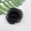 Flores de Tecido de Gaze de Três Fios Estilo Coreano com Bordas Queimadas, Acessórios de Roupas DIY Feitos à Mão, Decorações para Pentes de Cabelo, Patches de Tecido de Renda