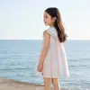 Vestido de Verano Coreano para Niñas 2026, de Rayas de Colores, sin Mangas, con Bordado de Velero Náutico