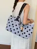 Bolsa Tote de Bolinhas de Nicho Estilo Coreano de Grande Capacidade, Bolsa de Ombro Diária Moderna e Fashion, Versátil para o Trabalho e Uso Casual, Bolsa de Ombro