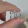 Pinzas para orejas de plata de ley S925 con diseño de nicho estilo coreano, olas retro, accesorios para orejas de estilo vintage INS de moda