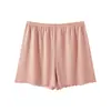 Pantalones cortos de seguridad acanalados de seda helada holgados para mujer, prenda exterior de verano, anti-exposición, talla grande, para mujeres de talla grande, ropa para casa, pantalones cortos para dormir, pantalones cortos para mujer