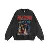 Sudadera con capucha de peso pesado, lavado a la piedra, con estampado de figura callejera estilo americano, tendencia nacional, versátil, holgada, para hombre y mujer, de manga larga