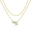 Amazon Diseño de Nicho Sentido Acero Inoxidable 26 Letras Incrustaciones de Diamante Amor Collar en Capas Letra Inicial Cadena Doble Clavícula