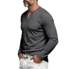 Camiseta masculina de tricô canelado jacquard transfronteiriça com gola henley e manga longa, tamanho europeu, estilo americano, camisa base casual texturizada para outono e inverno