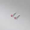 Nalan Pie Plata 999 Cuatro Garras Color Perforación Única en Oreja para Dormir Libre Pendientes Franceses Pequeños Cyber Red M01798