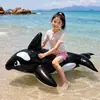 Flotador Inflable de PVC de Orca/Juguete Inflable Extendido de Ballena para Montar/Flotador Inflable para Niños Mayores para Piscina y Playa