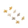 Cuentas de trébol de cuatro hojas chapado en cobre color oro real 14K retención de color compartimento de circón cruzado pulsera collar DIY cuenta de circón micro-pavimentada