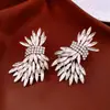 Pendientes de Plata Estilo Europeo y Americano con Alas de Cristal Incrustadas de Diamantes, Estilo de Lujo Ligero, Diseño Único y Exagerado, Pendientes de Nicho al por Mayor